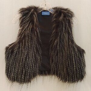 Simply Vera Vera Wang Luxe Cropped Faux Fur Vest Black/White Small/Medium NWOT